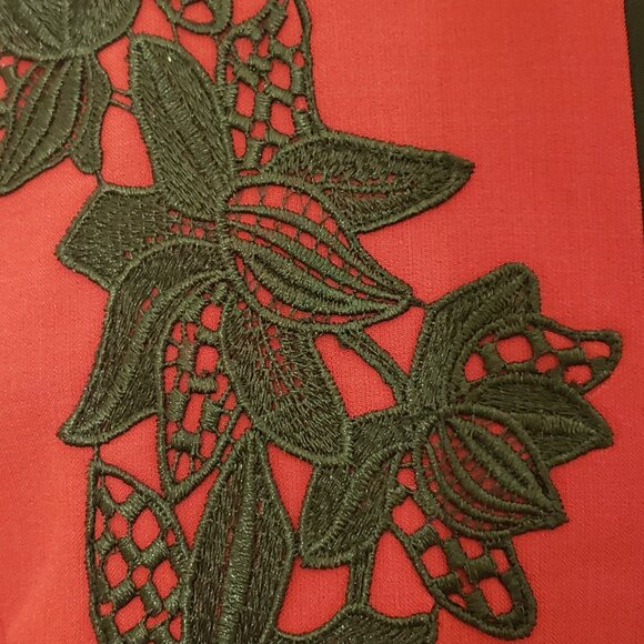 Kasper Women's Fire Red/Black Embroidered Open Front Jacket & Dress - Picture 4 of 14